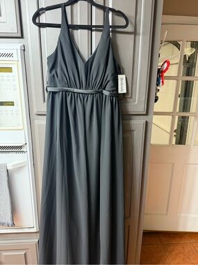 Brideside NWT Charcoal V-Neck Chiffon Jessie Maternity Formal Dress